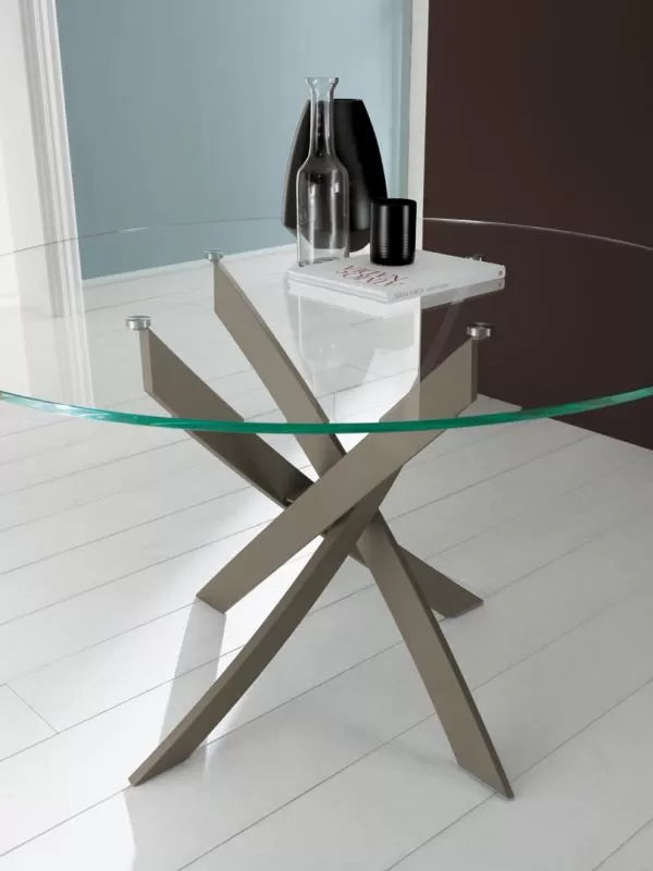 Barone Round Crystal Dining Table - Elegant Glass Top with Chrome Base for Modern Home Decor | Perfect for Dining Room, Kitchen, or Breakfast Nook