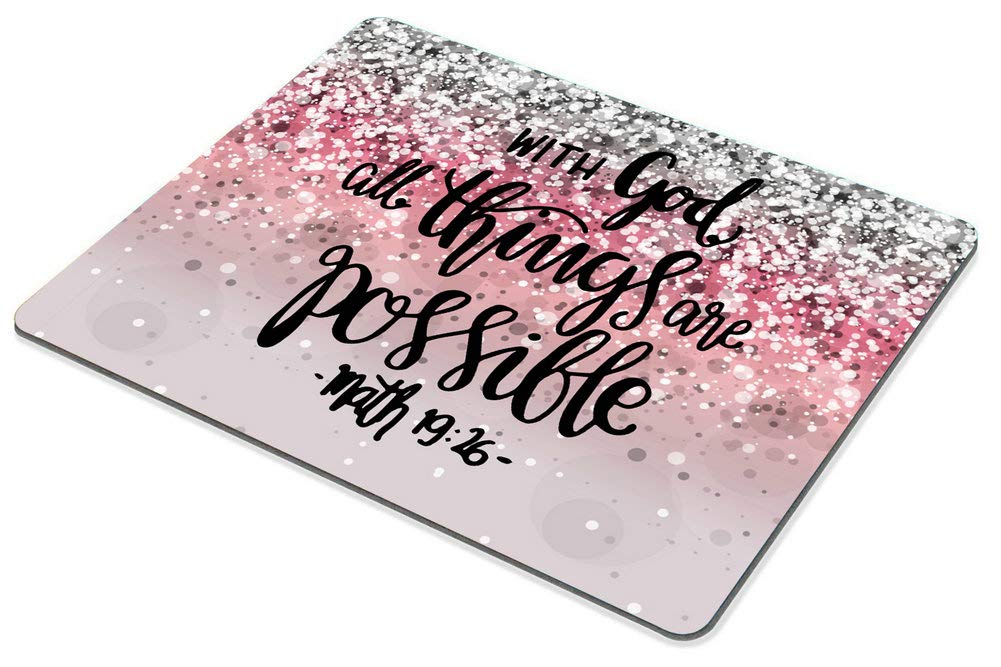 Custom Smooffly Gaming Mouse Pad - Motivational 'With God All Things Are Possible' Inspirational Quote Design - Non-Slip Computer Mouse Mat for PC & Laptop Gaming, Office Work & Home Use
