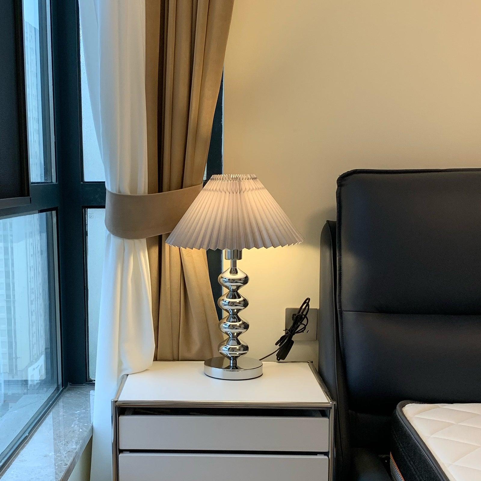 Aleisha Pleated Table Lamp - Modern Bedside Lighting for Bedroom, Living Room & Office - Soft Ambient Light with Adjustable Brightness