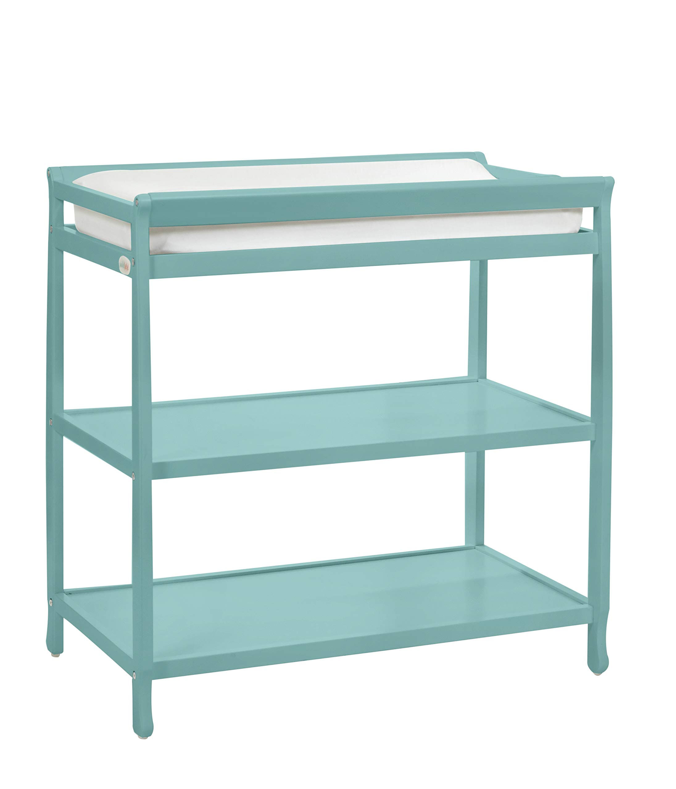 Baby Changing Table with Storage - Riley Nursery Changing Station in Turquoise, Sturdy & Safe for Diaper Changes, Perfect for Nursery, Bedroom, or Daycare