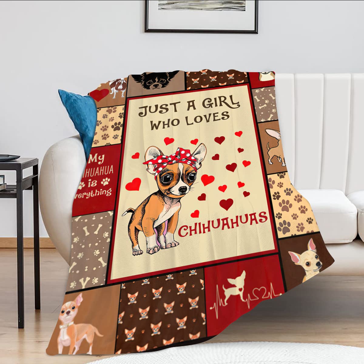 Chihuahua Lovers Fleece Blanket - Super Soft Plush Throw Blanket 40x50 Inches, Cute Dog Decor for Girls, Women & Kids - Perfect for Winter Bedding, Sofa, Couch & Gift Giving