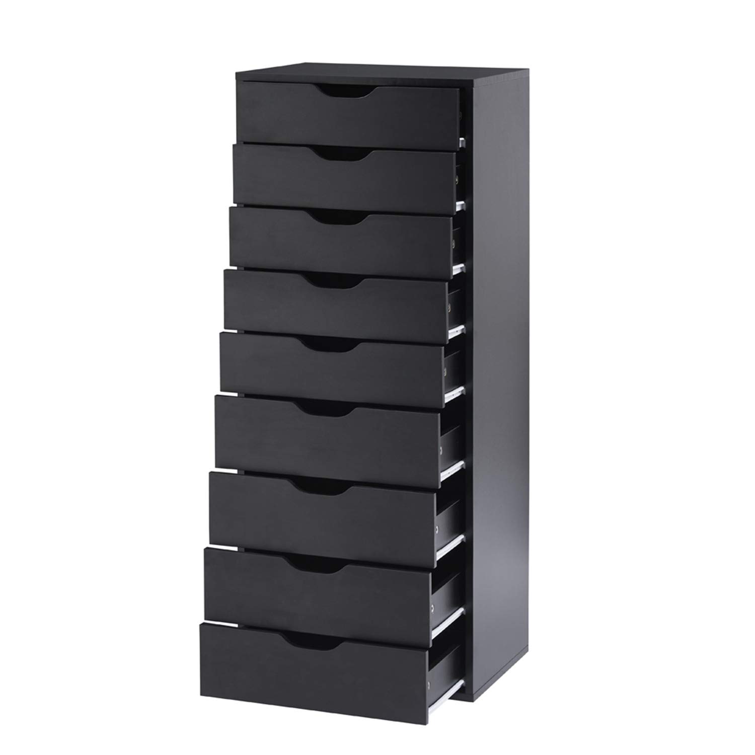 Naomi Home 9-Drawer Dresser for Bedroom - Tall Makeup Vanity with Storage Shelves, Small Closet Organizer (200 lbs Capacity) - Black - Perfect for Bedroom Storage, Makeup Organization & Small Space Furniture