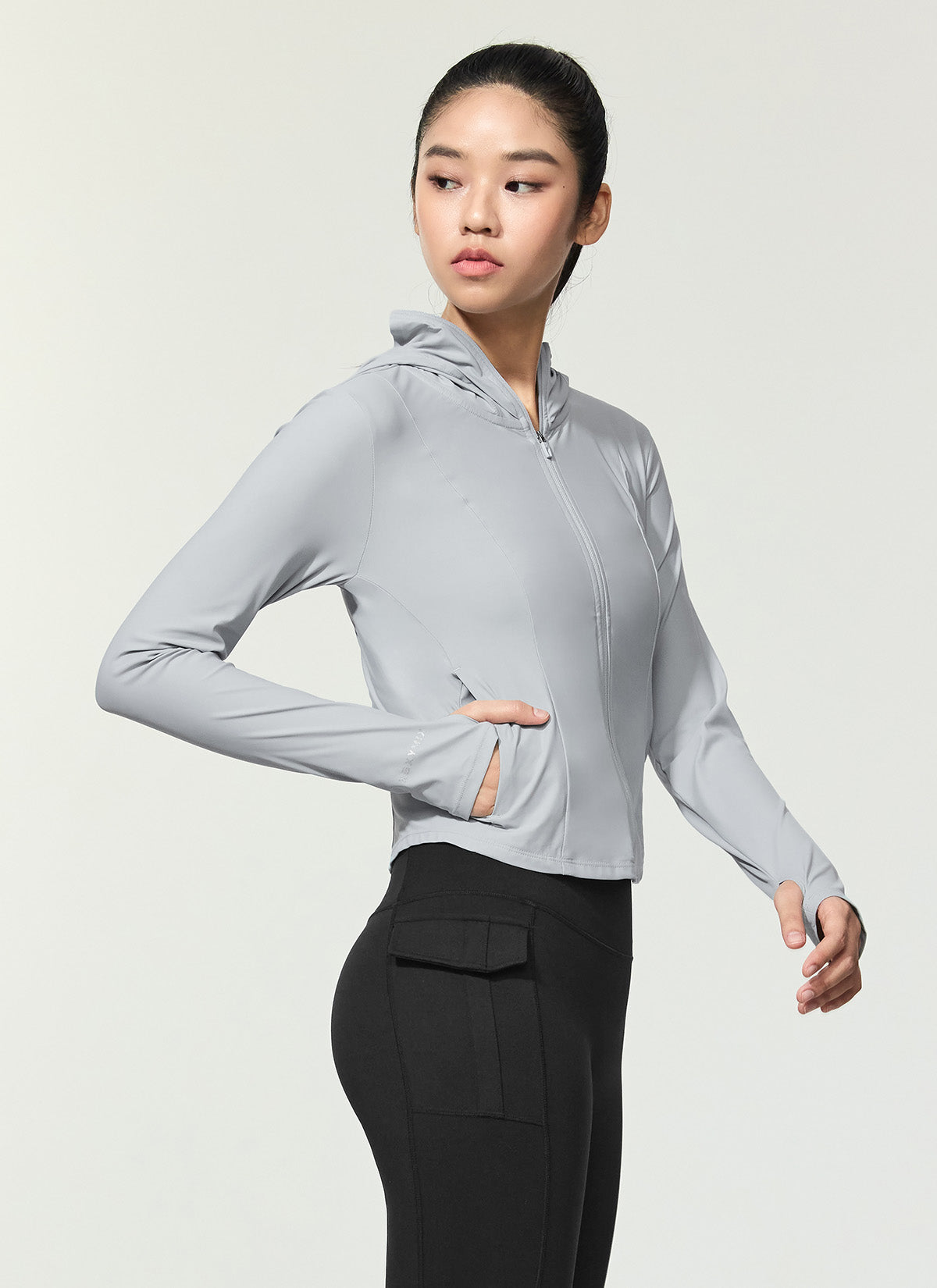 Lightweight Cooling Slim Fit Crop Hoodie Jacket for Women - Breathable Summer Workout & Casual Wear
