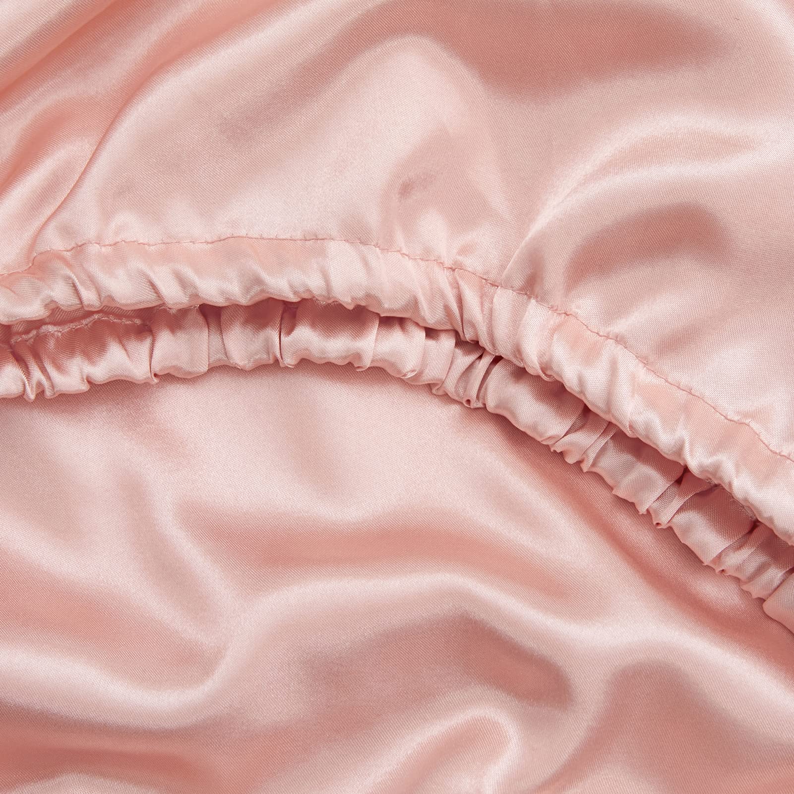 Silk Satin Queen Size Fitted Sheet - Deep Pocket, Wrinkle & Fade Resistant, Breathable Elastic Bed Sheet (Blush Pink) for Luxury Bedroom, Hotel, Airbnb & Guest Room Comfort