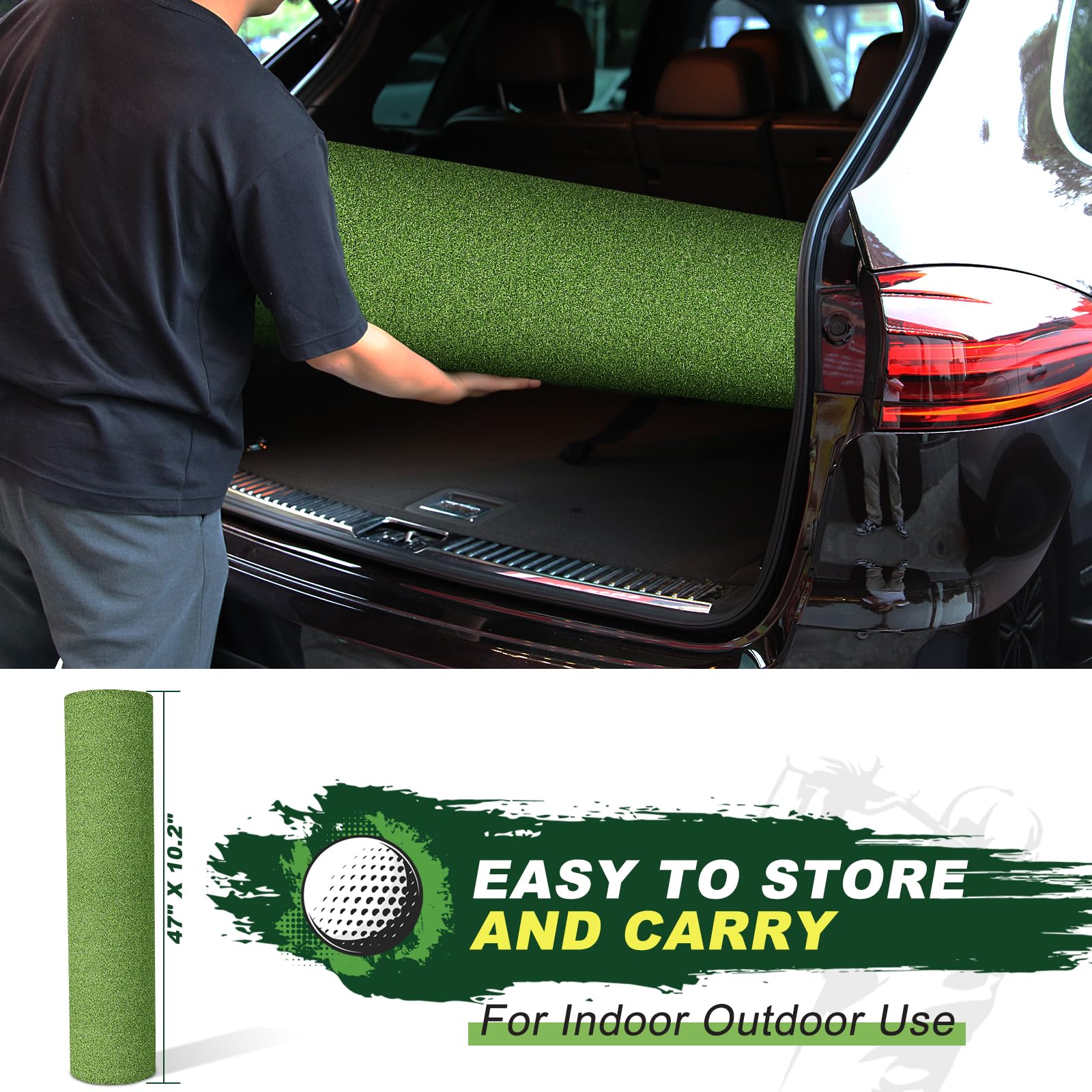 Premium LIBERRWAY 5x4ft Thick Golf Practice Mat - Durable Indoor/Outdoor Turf with 9 Golf Balls - Perfect for Home, Backyard & Driving Range Training