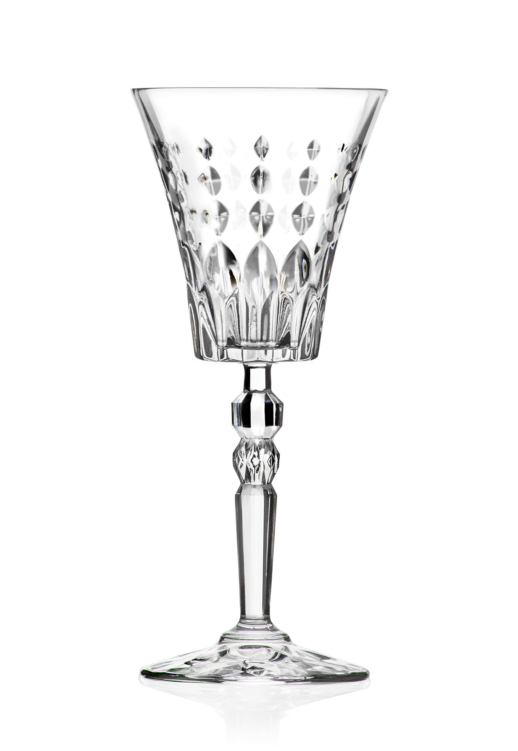 Premium Barksi Goblet Set of 6 - Elegant Red Wine & Water Glasses with Stem - 8.75 oz Crystal-Like Glassware - European Craftsmanship - Perfect for Dinner Parties, Weddings & Home Entertaining