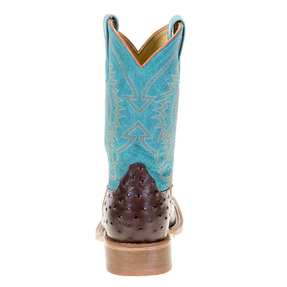 Kids Cowboy Boots for Boys - Turquoise & Chocolate Top Horse Power Impostrich Collection | Western Style Boots for Riding, Parties & Outdoor Adventures