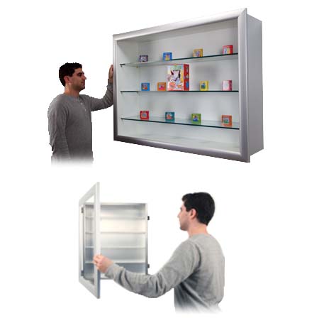 24x36 Shadow Box Display Case with Glass Shelves - Metal Framed Super Wide Face (9