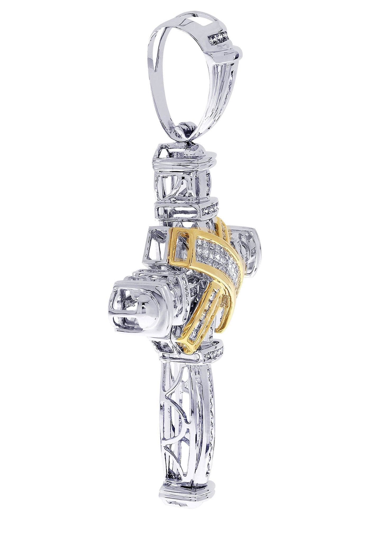 1.84 Carat Diamond Cross Pendant Necklace - 23.51 Grams Solid Gold Religious Jewelry for Women & Men - Perfect for Baptism, First Communion, Confirmation & Everyday Wear