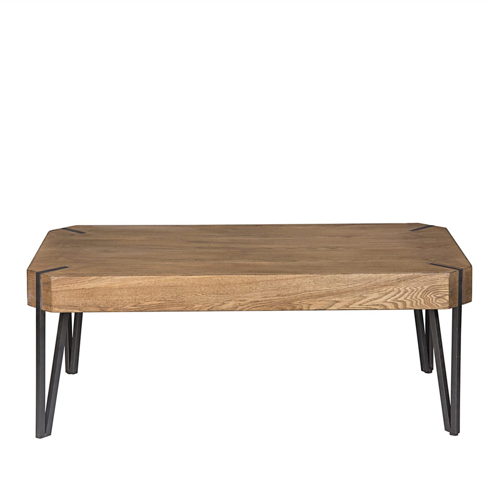 Rustic Coffee Table with Wood Top & Metal Legs - 46