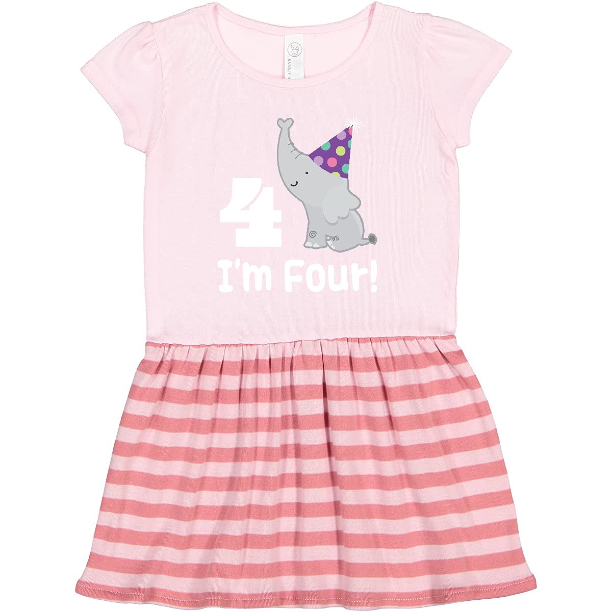 Inktastic Happy 4th Birthday Zoo Elephant Toddler Dress - Cute Animal Print Party Outfit for Girls' Birthday Celebration & Special Occasions