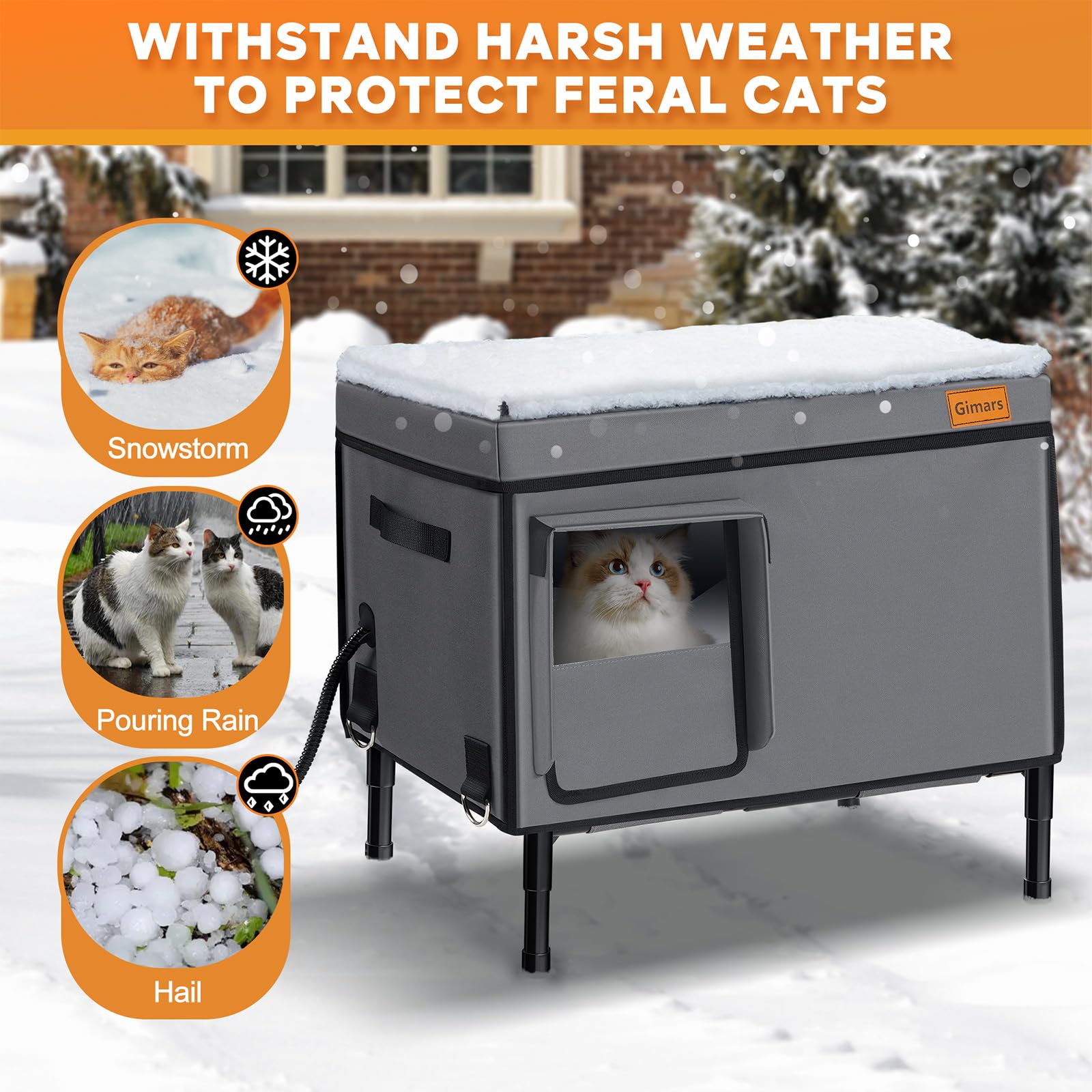 Heated Outdoor Cat House for Winter - Waterproof Insulated Shelter with Heating Pad, 5.1