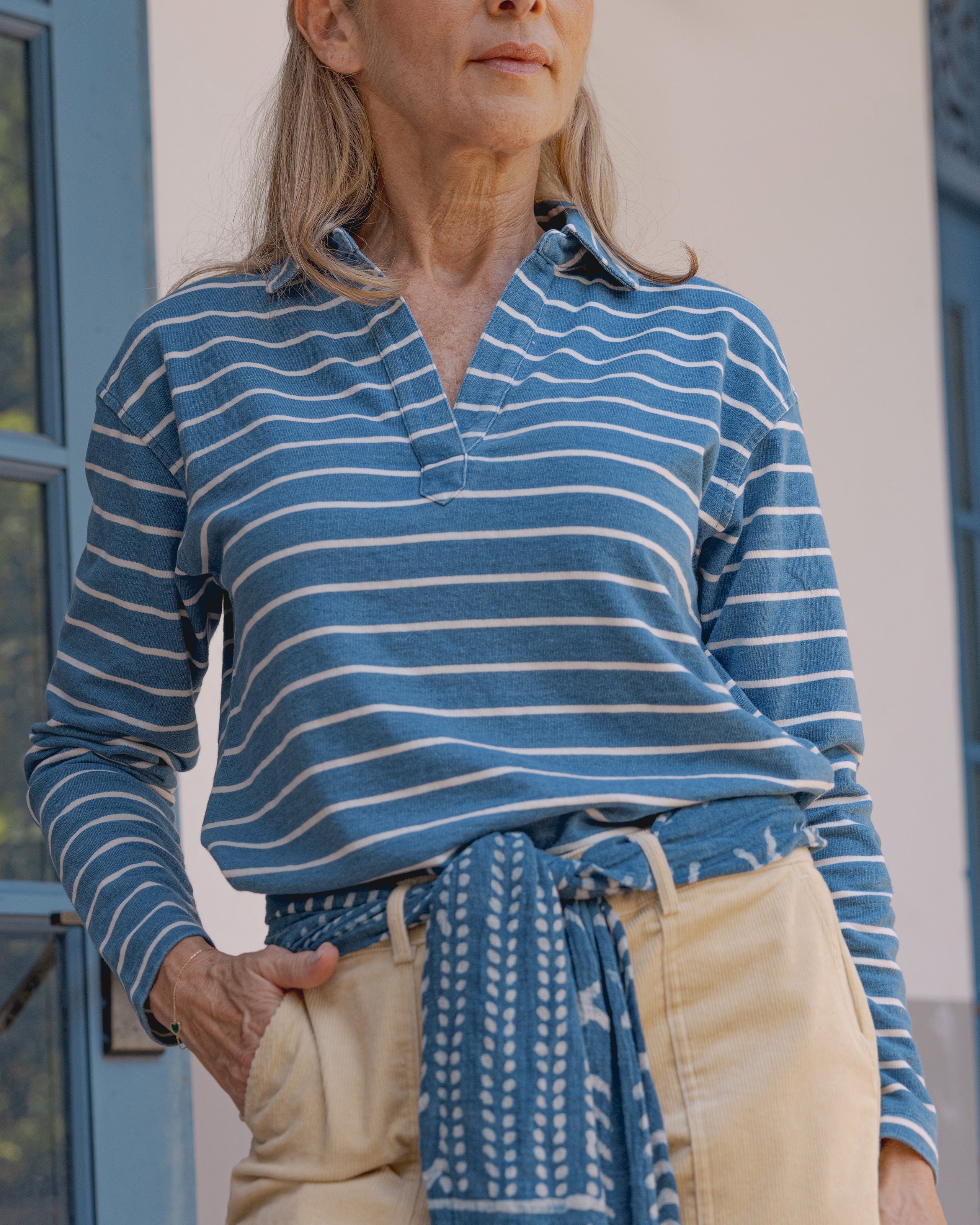 Indigo Inlet Pullover - ¾” Indigo & White Striped Women's Sweater | Cozy Casual Wear for Fall & Winter | Perfect for Layering, Office & Weekend Outfits