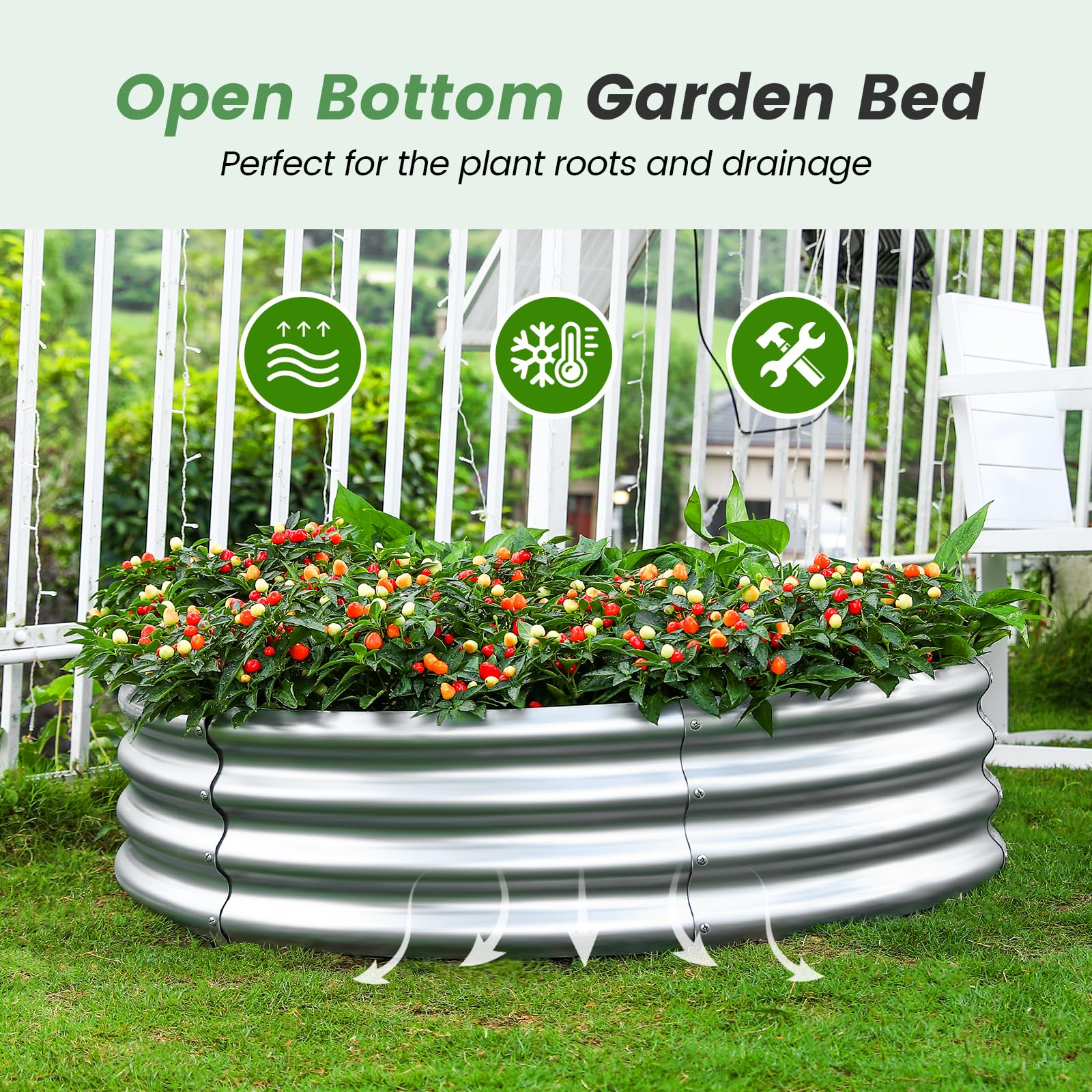 Galvanized Raised Garden Bed Kit - Large Round Metal Planter Box for Vegetables, Flowers & Herbs - Outdoor Gardening Solution for Backyard, Patio & Urban Farming - Durable & Rust-Resistant Design