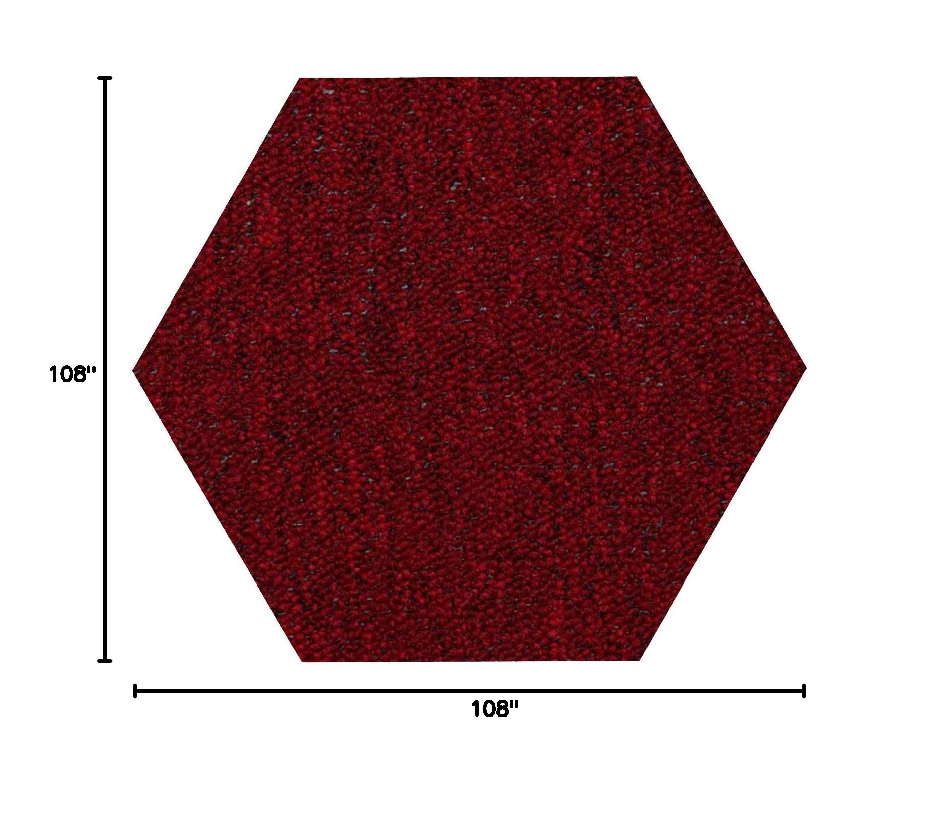 Premium 9' Hexagon Red Area Rug - Indoor/Outdoor Commercial Grade Carpet for Living Room, Patio & Office | Home Queen