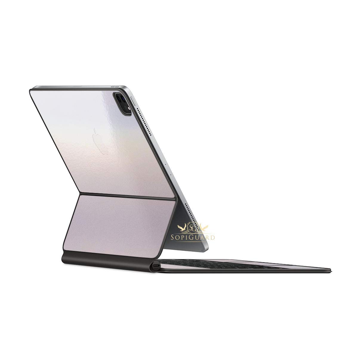 SopiGuard Vinyl Skin for iPad Pro 12.9 Magic Keyboard (A2229) - Edge-to-Edge Protection Cover for Top, Keyboard & Back Panel - 3M Flip Ghost Pearl Finish - Perfect for Work, Travel & Daily Use