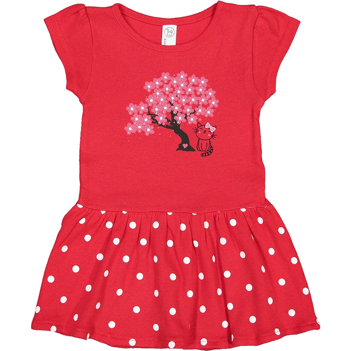 Inktastic Japanese Cherry Blossom Cat Print Infant Dress - Cute Baby Girl Outfit for Spring & Summer Photos, Parties, and Casual Wear