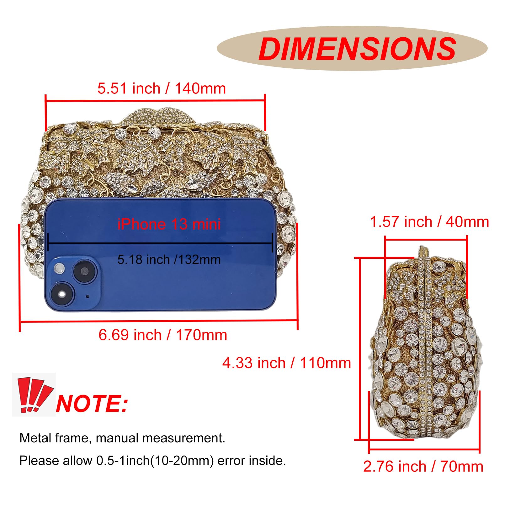 Elegant Rose Crystal Clutch Evening Bag for Women - Rhinestone Floral Wedding Purse for Bridal Party, Prom & Formal Events | Perfect for Weddings, Galas, and Special Occasions
