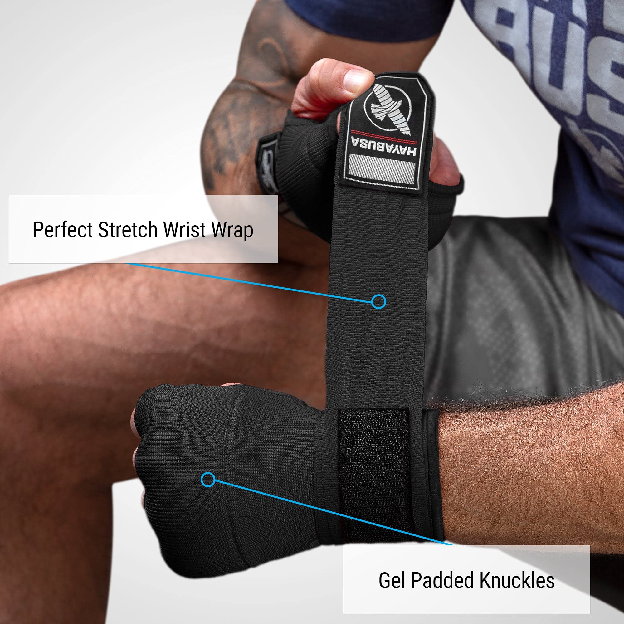 Hayabusa Quick Gel Boxing Hand Wraps - Breathable Training Gloves for MMA, Muay Thai & Kickboxing - Perfect for Sparring, Bag Work & Fitness Training