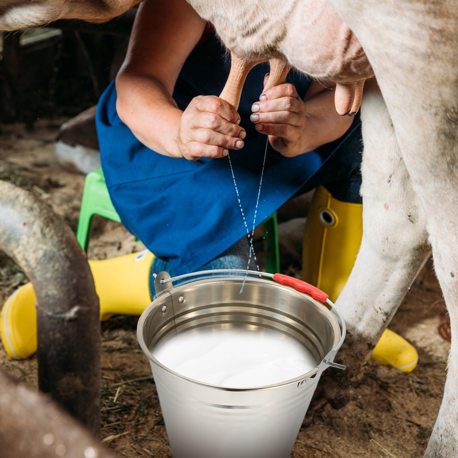 Stainless Steel Metal Bucket with Lid & Handle - Heavy Duty Milk Pail for Compost, Farm Use, Gardening & Outdoor Storage | Durable Hemoton Bucket for Commercial & Household Needs