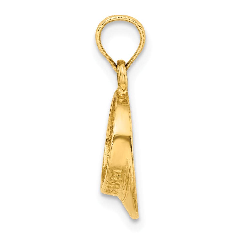 14K Yellow Gold 3D Polished Beach Bum Sun Visor Pendant Necklace - Perfect for Beach Vacations, Summer Outfits & Gift Giving