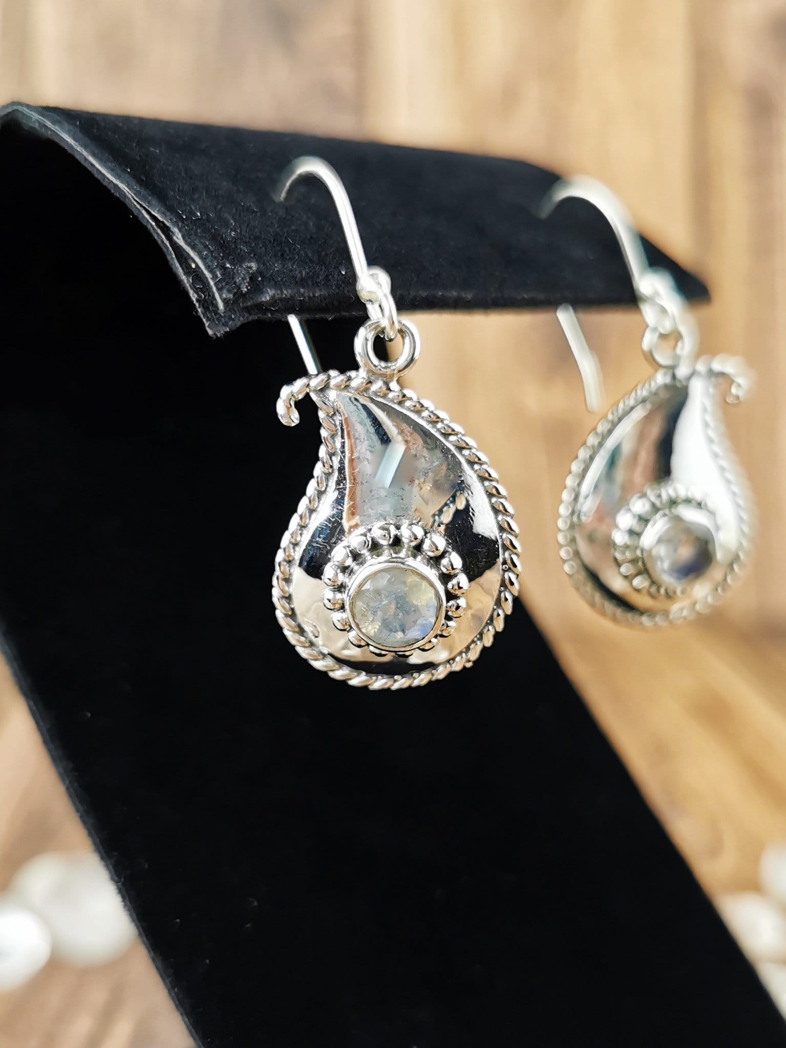 Boteh Drop Moonstone Earrings - Handmade Sterling Silver Dangle Jewelry for Women | Perfect for Weddings, Parties & Boho Fashion