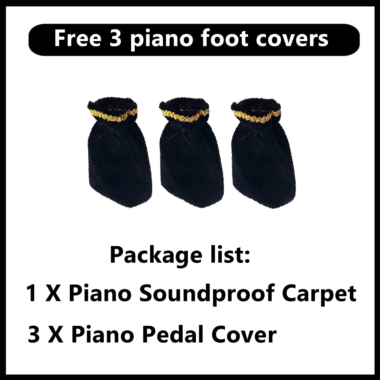 Premium Soundproof Piano Rug - Thick Noise Reducing Carpet with 3 Pedal Covers | Acoustic Floor Mat for Piano Protection & Sound Dampening | Ideal for Home Studios, Music Rooms & Apartments