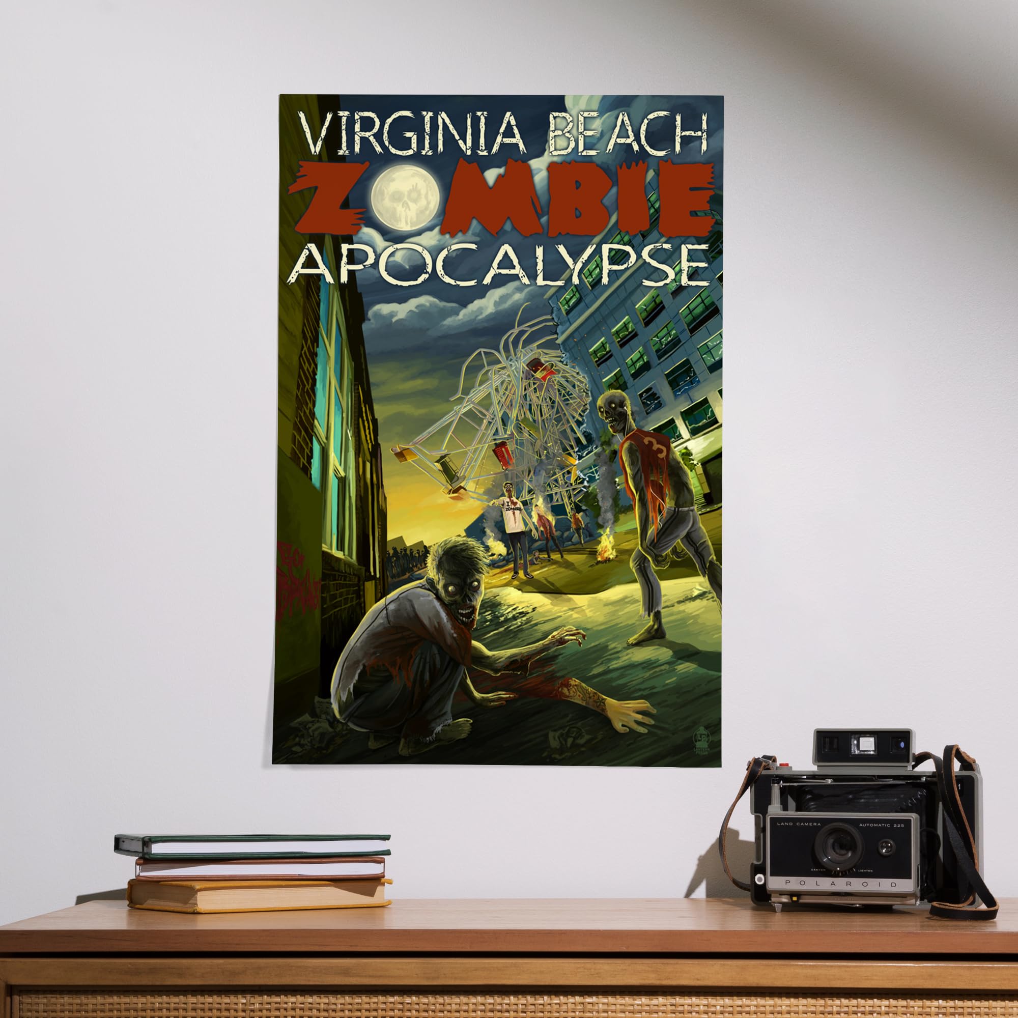 Lantern Press 16x24 Inch Giclee Art Print - Virginia Beach Zombie Apocalypse Wall Decor - Perfect for Horror Fans & Apocalypse-Themed Rooms