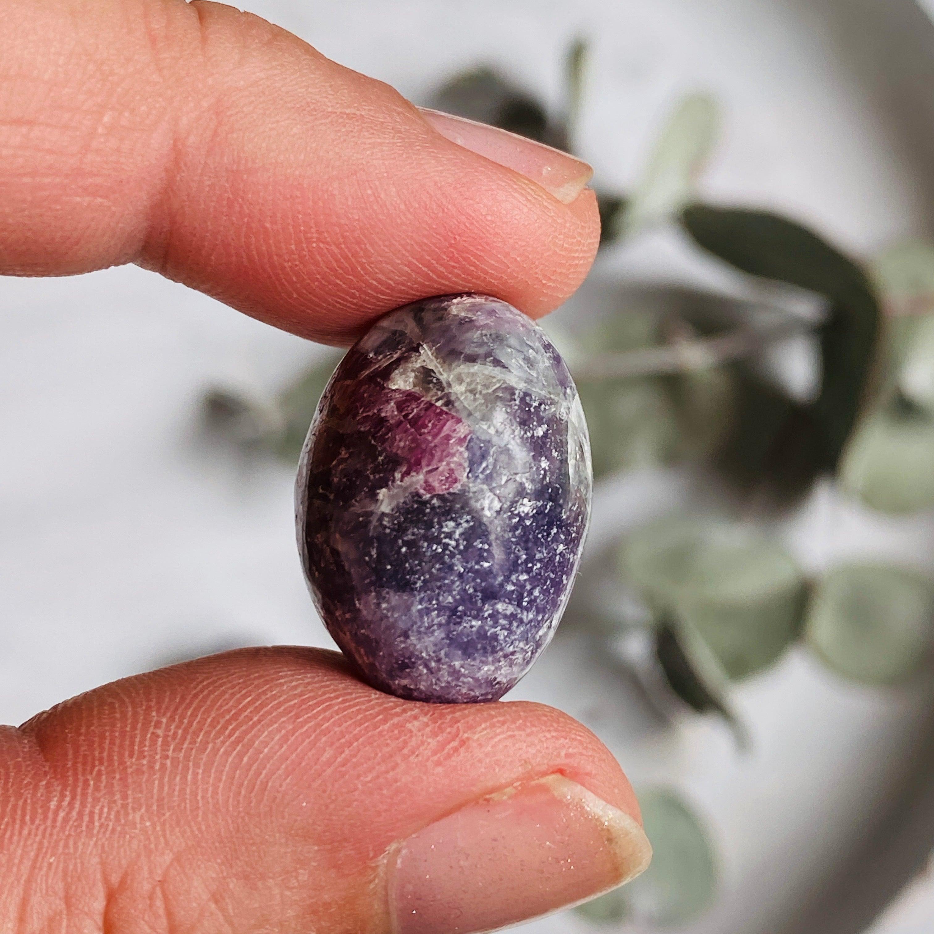 Pegmatite Unicorn Tumbled Stone - Pink Tourmaline, Lepidolite & Smoky Quartz Crystal Healing Stones for Meditation, Reiki & Home Decor