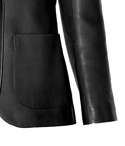 VearFit Women's Black Real Leather Blazer - Smooth Fashion Designer Coat for Business, Office & Evening Wear | Premium Outerwear for Professional & Formal Occasions