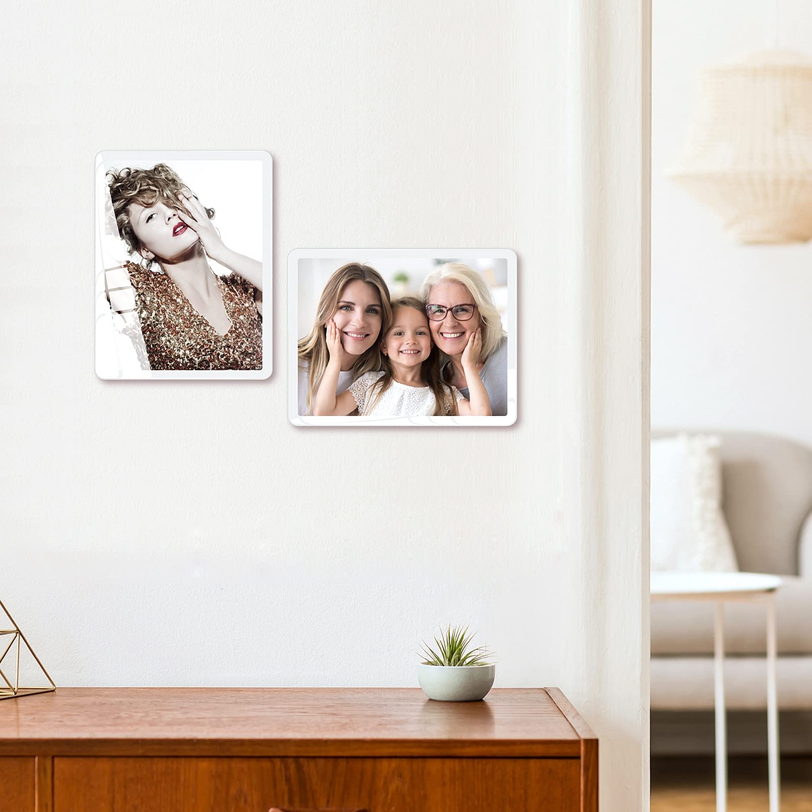 Bluesun 6x8 White Picture Frame with Glass - Hanging & Tabletop Photo Frame for Wall Decor, Home & Office Display (6x8 Inches, White) - Perfect for Family Photos, Artwork & Gift Giving