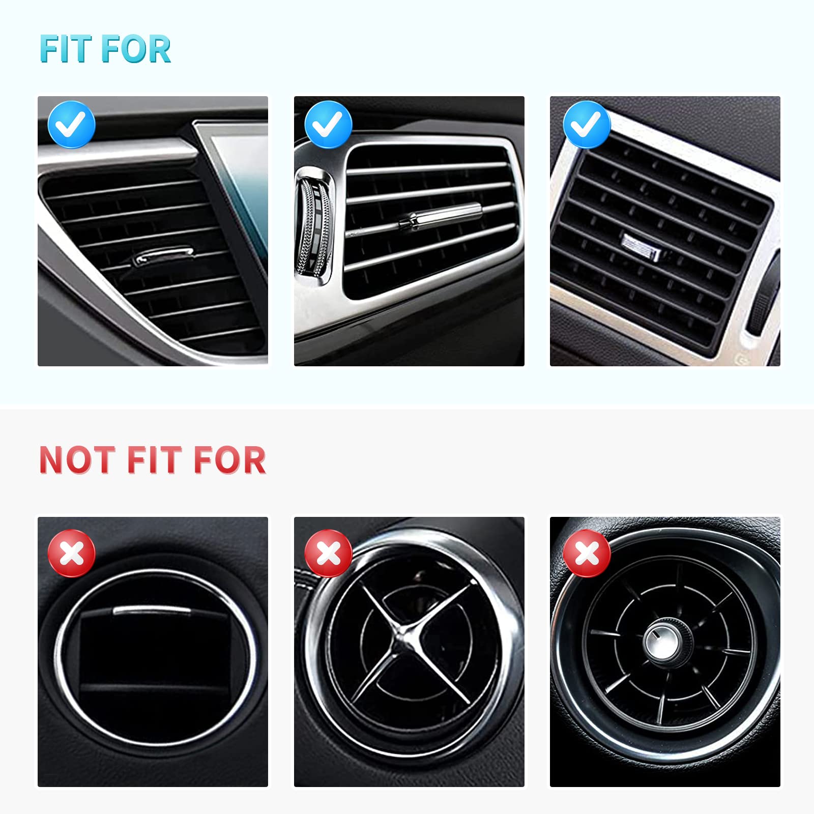 INSAUTO 10pcs Rhinestone Bling Car Vent Outlet Trim - Stylish Car Air Conditioner Vent Decoration Strips for Women (Blue) | Perfect for Customizing Your Vehicle Interior & Adding Glamorous Touch to Your Ride