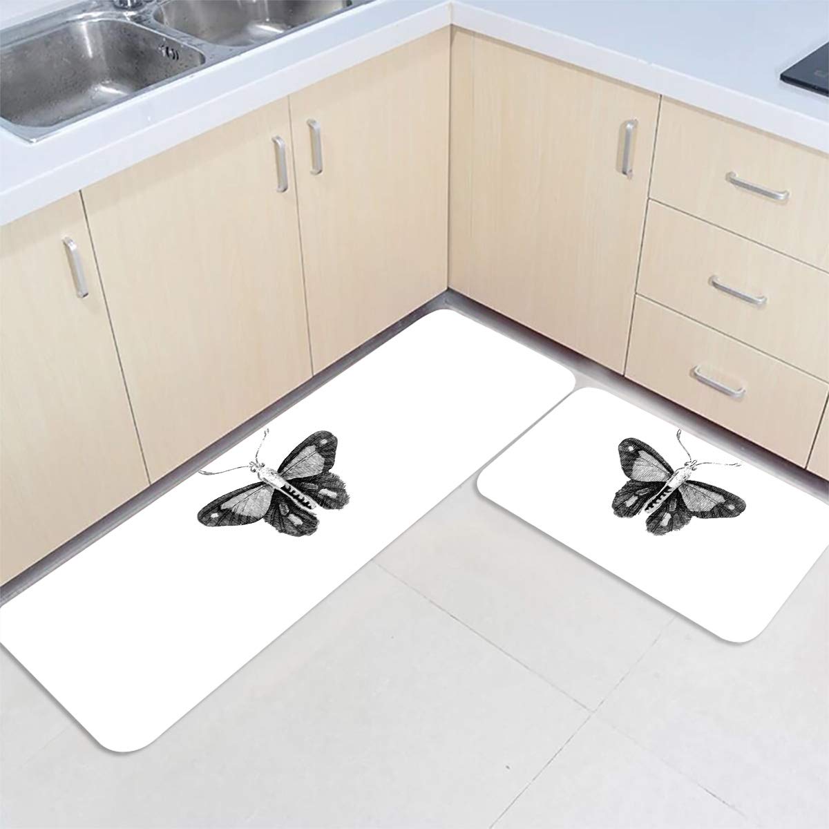 Premium Anti-Fatigue Kitchen Mat Set of 2 - Waterproof Non-Slip Floor Standing Mats for Comfort & Support - Easy to Clean Kitchen Decor (23.6