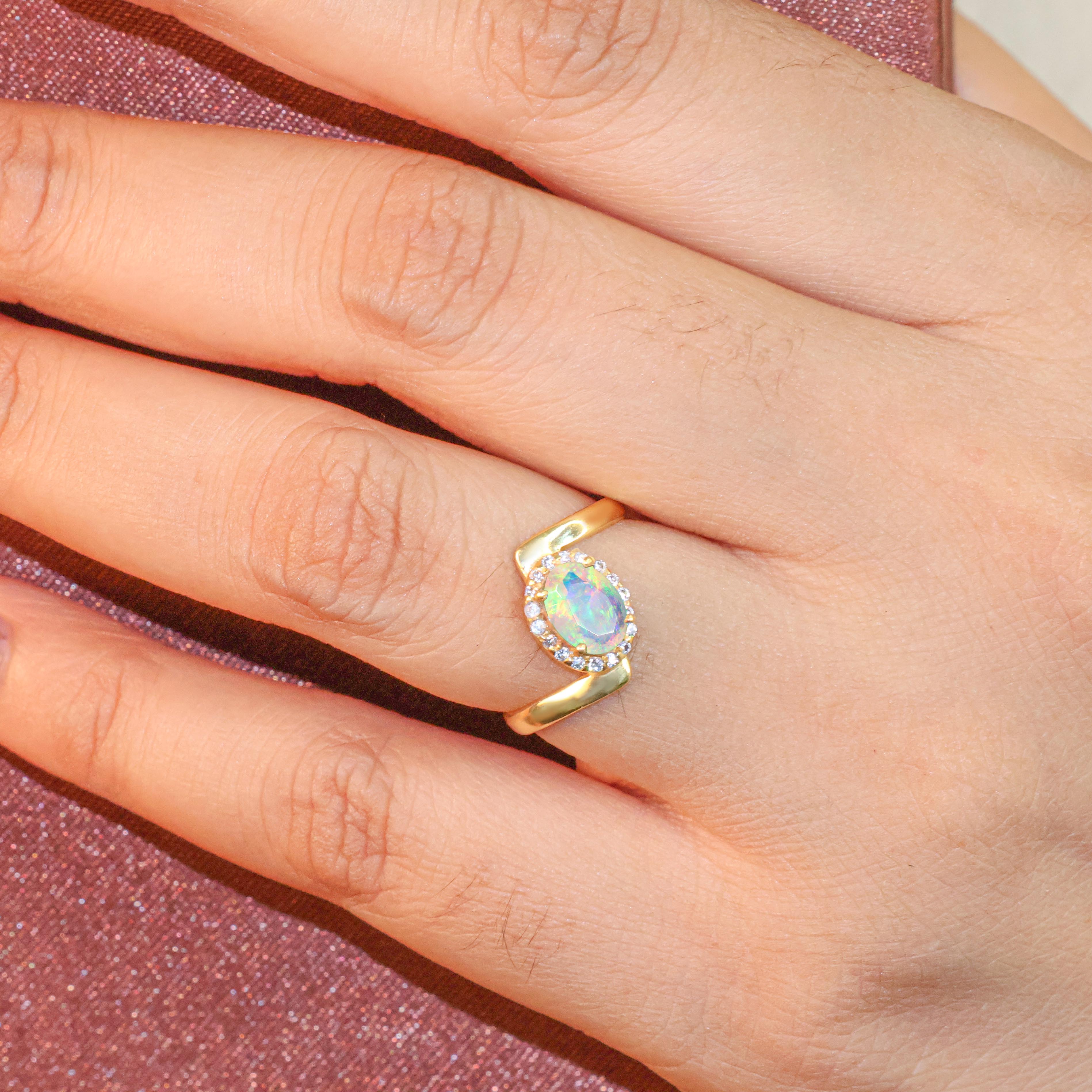 Natural Ethiopian Opal Wedding Statement Ring for Women - Elegant Handmade Jewelry for Brides, Engagement, Anniversary & Special Occasions
