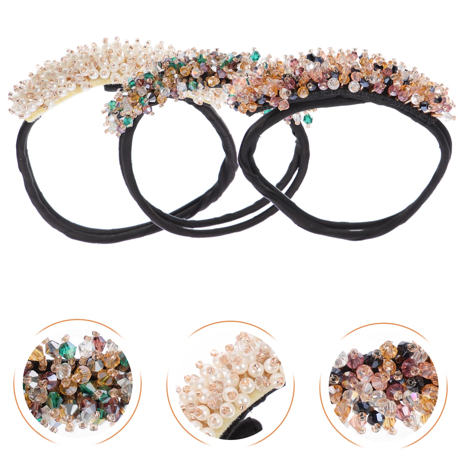 FOMIYES 3Pcs Hair Donut Bun Maker Set with Rhinestone Hair Clips & Bow Ties - Hair Styling Tools for Women, Braiding Accessories, Curlers for Party, Wedding, Prom, and Special Occasions