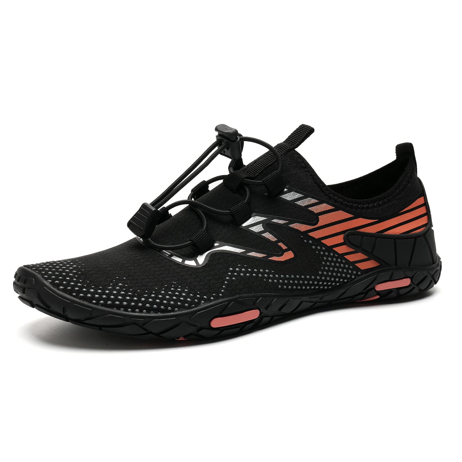 WateLves Water Shoes for Men & Women - Quick-Dry Aqua Socks for Beach, Swimming, Surfing, Yoga & Water Aerobics - Lightweight Pool Shoes with Non-Slip Sole (Black/Orange, Size 39) - Perfect for Beach Vacations, Water Sports & Summer Activities