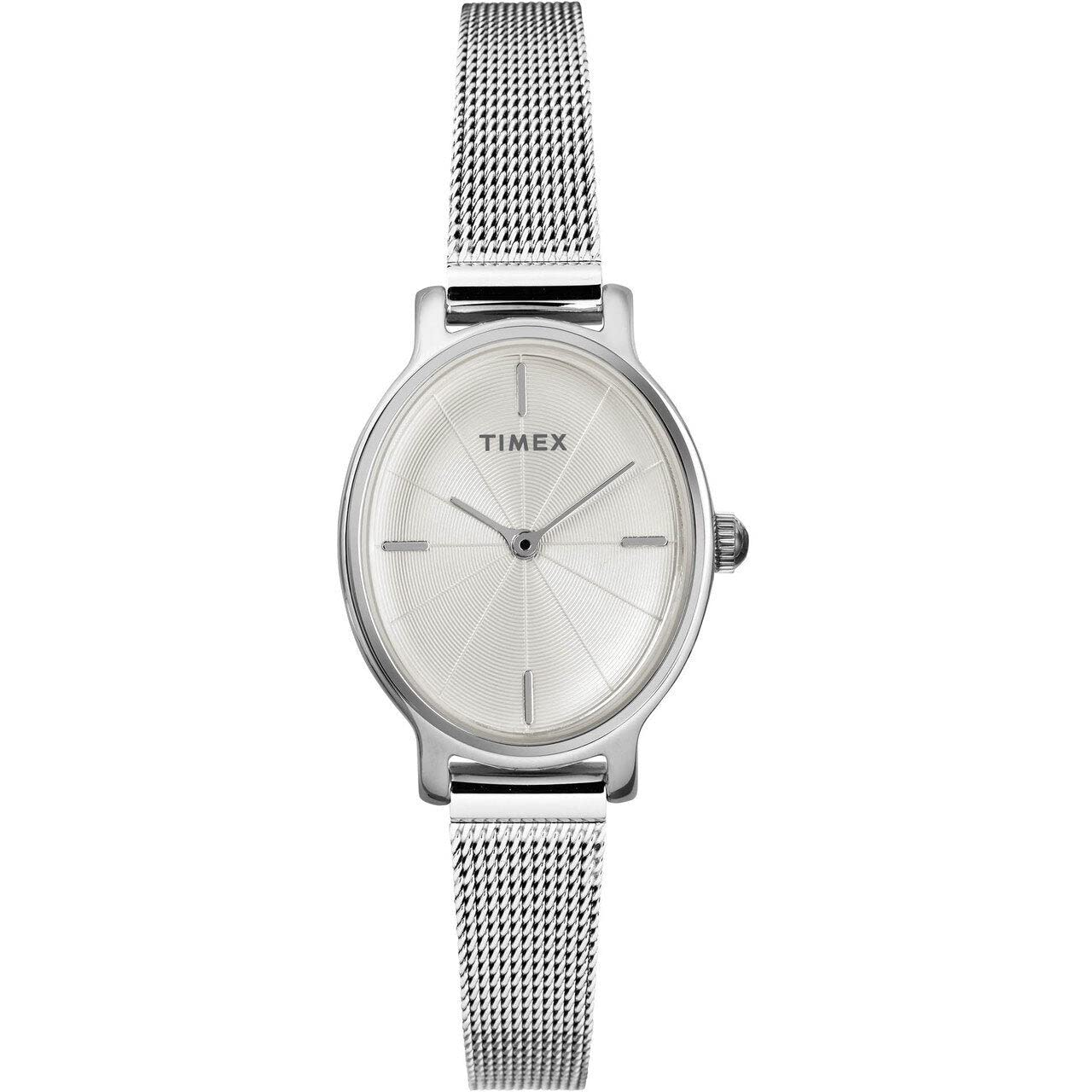 Timex Milano Oval 24MM Silver Mesh Watch for Women - Elegant Stainless Steel Band, Minimalist Design - Perfect for Office, Date Night & Special Occasions