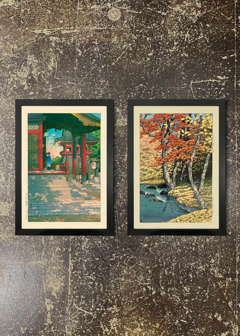 2 Japanese Woodblock Print & Frame Set - Hasui Kawase Artwork Bundle 08 - Perfect for Home Decor, Office & Gift Giving
