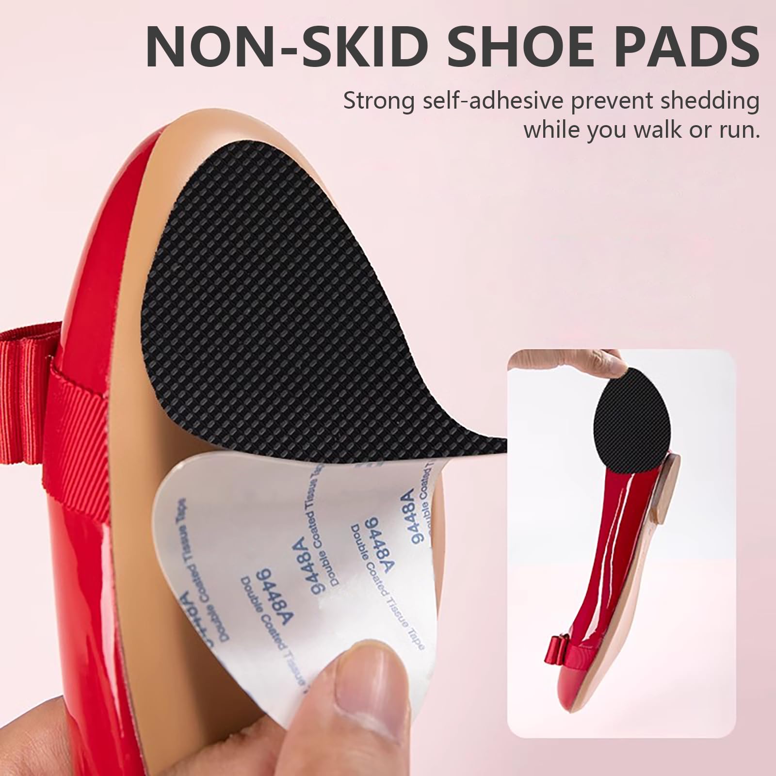 24Pcs Non-Skid Shoe Pads - Self-Adhesive No Slip Grips for High Heels & Boots | Wear-Resistant Rubber Sole Pads for Men & Women | Perfect for Flats, Dress Shoes & Work Boots | Reduce Noise & Prevent Falls on Slippery Surfaces