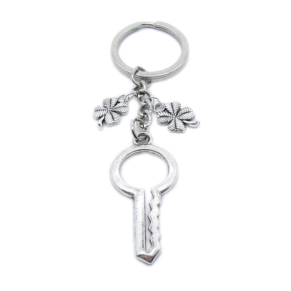 100Pcs Bulk Keychain Key Rings with Jewelry Clasps - BT4034 Skeleton Key & Lucky Clover Leaf Charms for DIY Crafts, Gifts, and Party Favors - Perfect for Keychains, Jewelry Making, and Home Decor