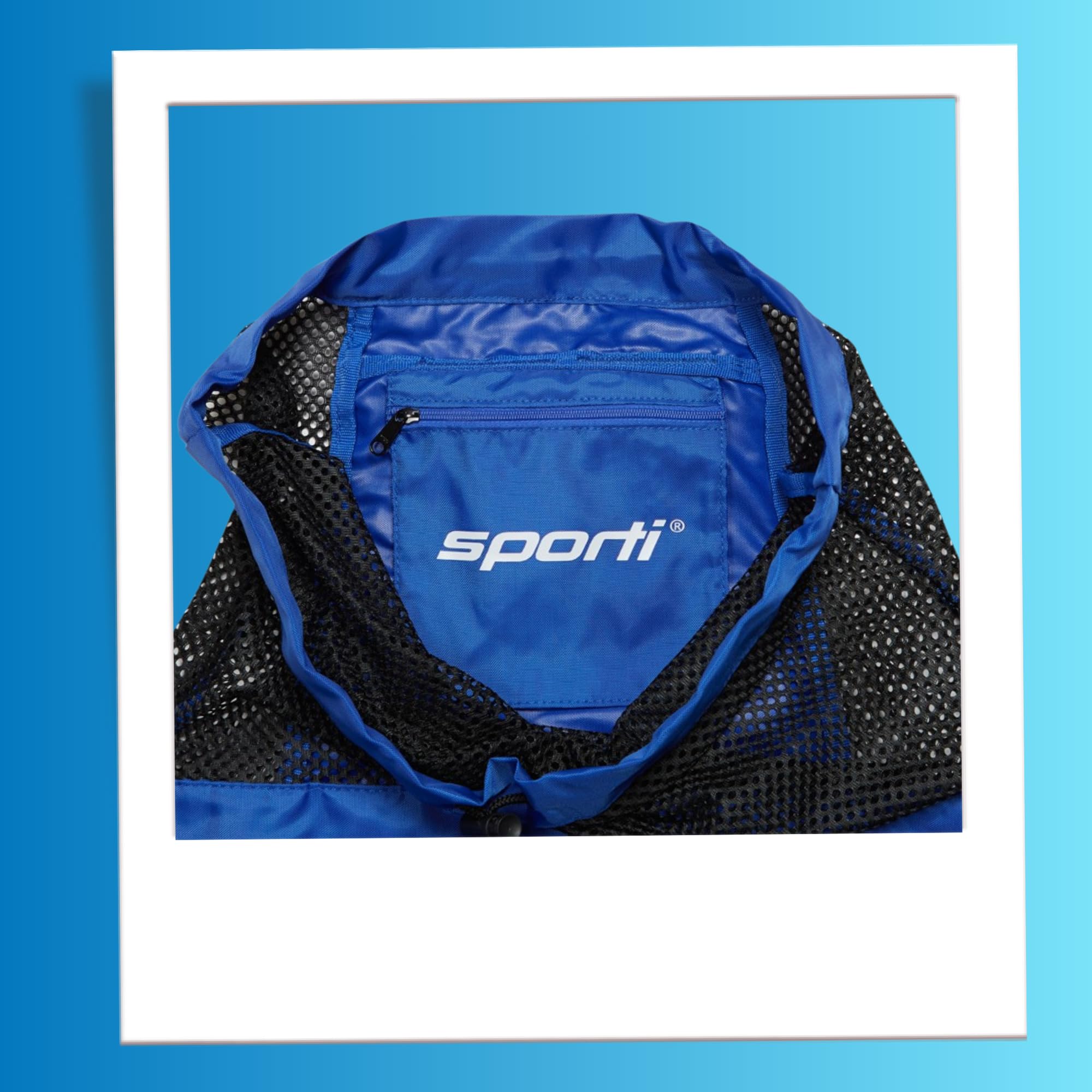 Sporti Waterproof Swimming Equipment Bag with Zipper Pocket & Mesh Drawstring Backpack - Large Gym Bag for Swim Gear, Workout Clothes & Sports Accessories - Perfect for Pool, Beach & Gym Use