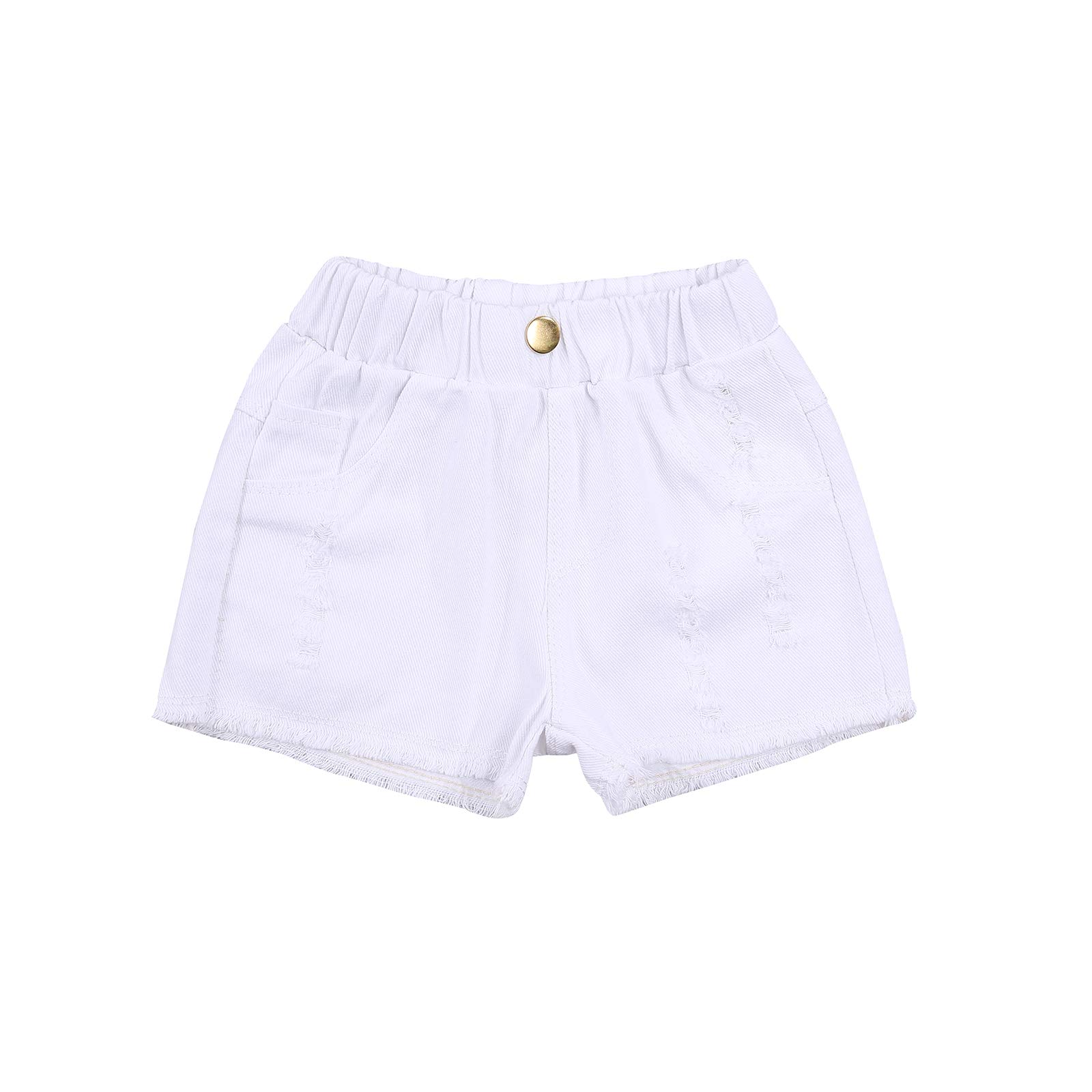 **Girls' Denim Shorts for Toddlers - Ripped Jeans Shorts, Solid Color Casual Summer Pants | Perfect for Playdates, Beach Outings & Everyday Wear**