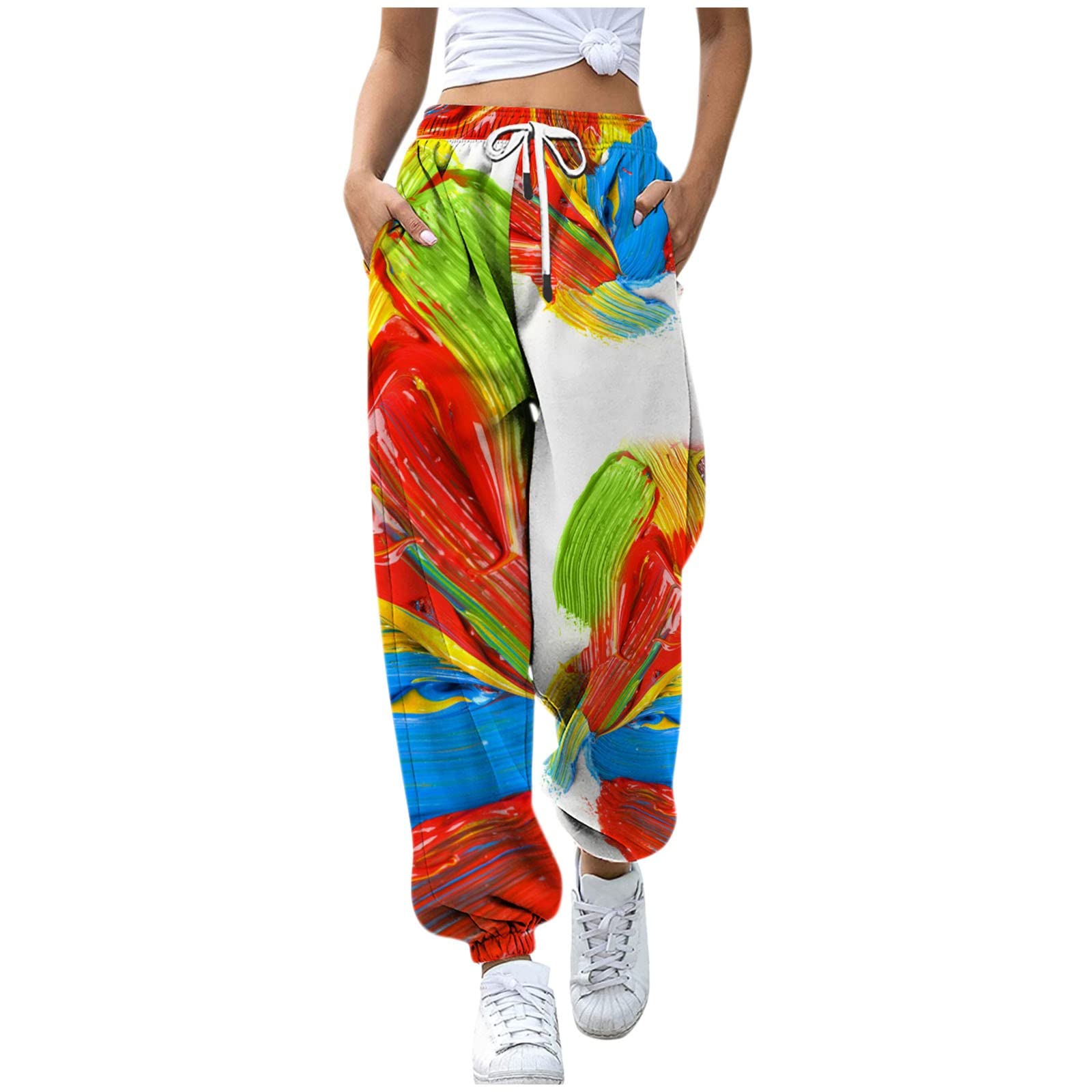 Chakimi Women's Buttery Soft Yoga Sweatpants - High Waist Elastic Drawstring Casual Pants with Delicate Printed Patterns for Yoga, Lounge & Everyday Wear