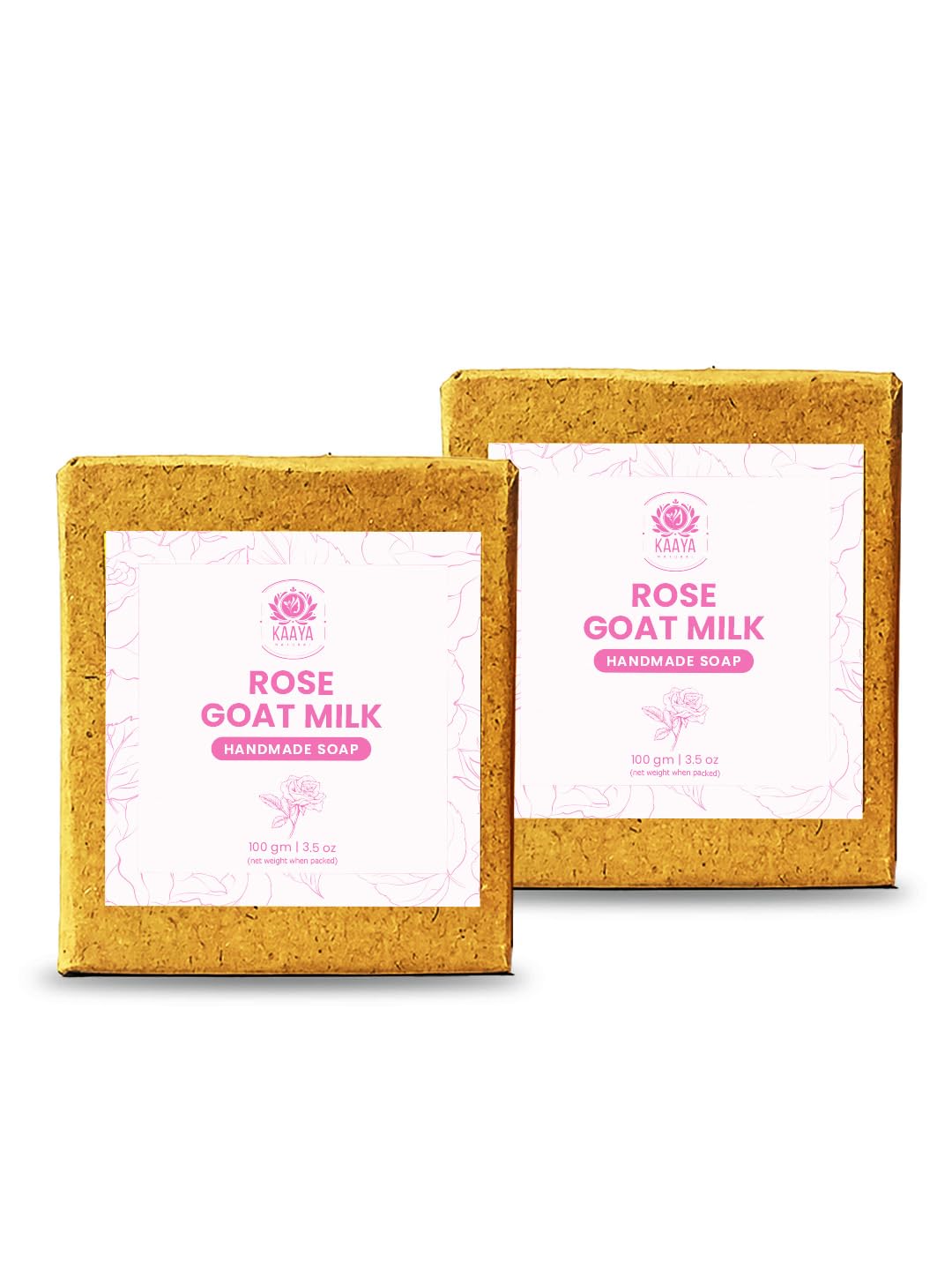 Kaaya Natural Rose Goat Milk Handmade Soap - Organic, Moisturizing & Brightening Bar for Healthy Skin | Gentle Cleanser for Face & Body | Suitable for All Skin Types (Unisex, 100g, Pack of 2) | Perfect for Daily Skincare Routine & Gift Sets