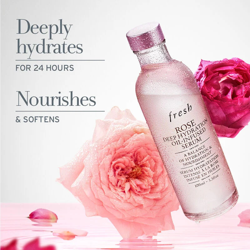 Fresh Rose Deep Hydration Oil Infused Facial Serum for Dry Skin - Hydrating & Nourishing Skincare for Day & Night Use