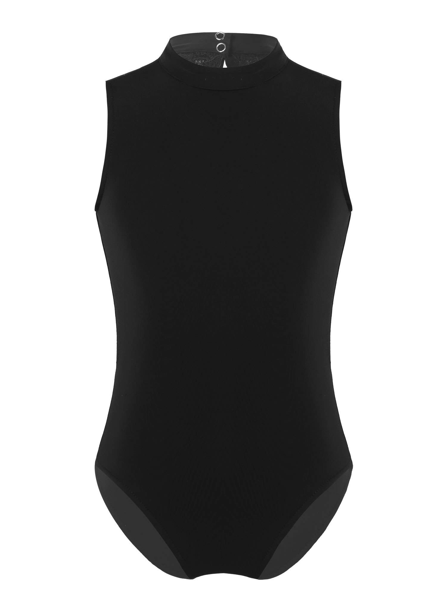 Mufeng Girls' Floral Lace Turtleneck Leotard - Ballet, Gymnastics & Dance Bodysuit - Breathable Stretchy Activewear for Kids (Ages 4-12) - Perfect for Recitals, Practice & Performances