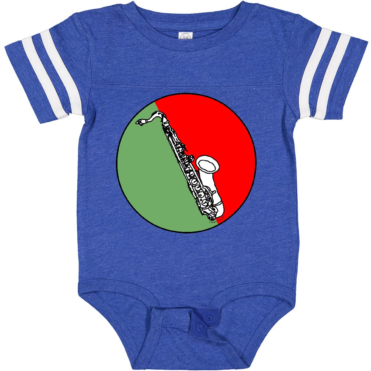 Inktastic Saxophone Red and Green Circle Baby Bodysuit - Cute Musical Instrument Onesie for Newborns & Infants - Perfect for Christmas Gifts, Baby Showers & Music Lover Parents