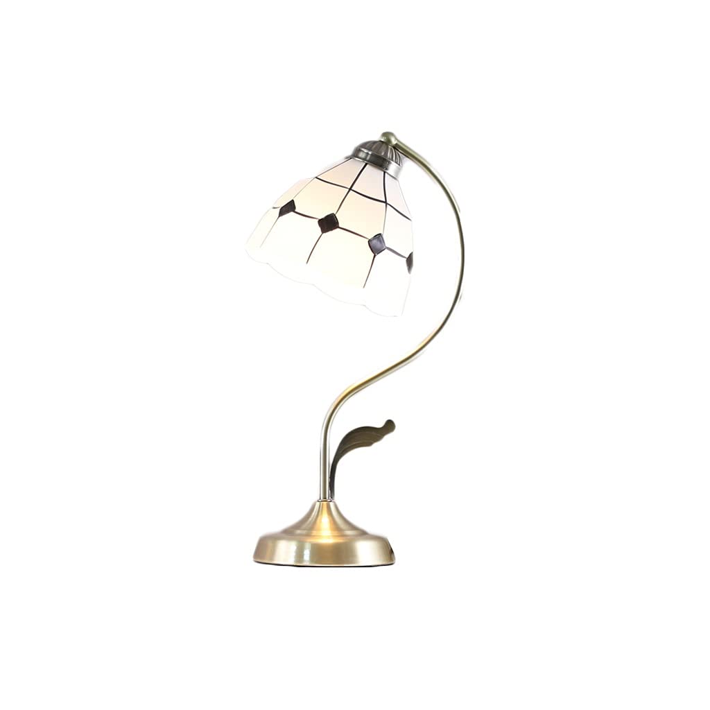 Vintage Wrought Iron Glass Desk Lamp - Adjustable Retro Home Office Table Lamp with Warm Light for Bedroom, Study & Workspace | Modern Decorative Lighting for Reading & Working (Color: C)
