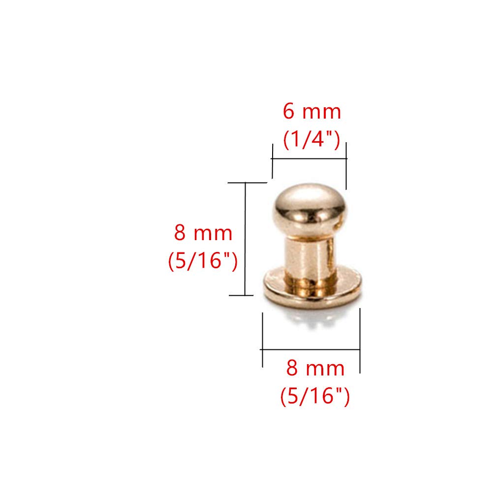 30 Pack Round Head Button Studs 6x8x8mm Screw Back Spots Nail Rivets for DIY Leather Craft, Jewelry Making & Shoe Repair - Bronze 8x6mm - Perfect for Belts, Bags, Jackets & Accessories