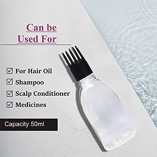Zenvista 50ml Empty Cosmetic Bottles - Transparent Shampoo, Hair Oil, Sanitizer & Lotion Containers with Applicator Cap & Pump Dispenser (Pack of 5) - Perfect for DIY Beauty Products, Travel Size Toiletries & Home Organization